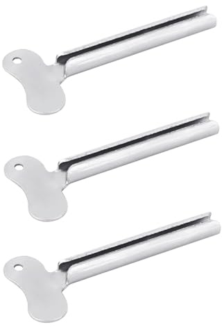 3 Pcs Silvery Metal Tube Squeezer Keys, Tube Toothpaste Squeezer Keys Metal Hair Dye Color Key Roller Dispenser Tool Durable Processing, Daily Living Tube Squeezing Aids