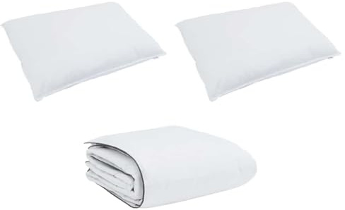 vidaXL Duvet d'hiver avec Oreiller 3 pcs Blanc Plume de Canard, Essentiels de Chambre, Parure de lit rectangulaire en Coton, Duvet Moderne, Couverture d'hiver, Linge de lit Blanc coussiné