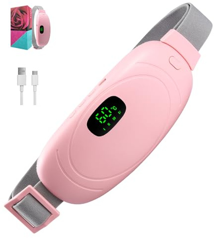 Heat Pad für Periode Schmerzlinderung, wiederaufladbare Periode Heat Pad, 5 Heizung und 4 Vibrationsmassage-Modus, Geschenke für Frauen Mädchen, Pink