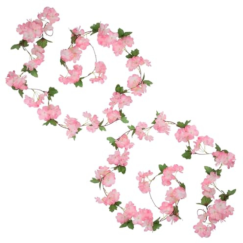 Künstliche Blumen Blumengirlande Deko Blumen Kunstblumen & -Pflanzen Blumengirlande künstlich Kirschblüten Deko Blumen Girlande Seidenblumen wie echt Blumenkette Hochzeit Rosa Outdoor Deko