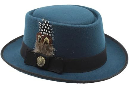 Generisch Cappello bavarese per Oktoberfest, melone nero, costume da Oktoberfest bavarese, accessorio per costume da Oktoberfest con piume, stemmi multiuso per adulti per uomini e donne
