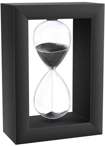 Sand Timer 60 Minute Hourglass, Wooden Black 1 Hour Glass with Sand, Large Sand Clock Watch, Vintage Reloj de Arena Hora, Modern 60 Minute Sandglass for Home, Desk, Men's Office Desk Decoration Gifts