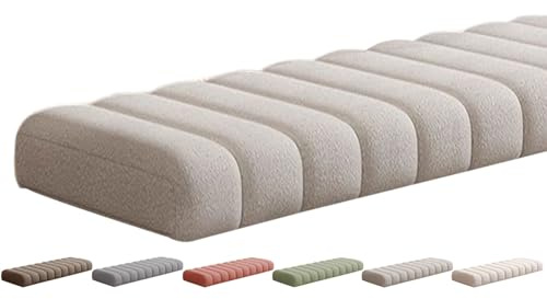 VEAI Outdoor/Indoor Bench Cushion - 120/150/80/90/130/180/100 cm 2/3 seater Non-Slip Seat Pad for Bay Windows, Long Chairs, Dining benches, Swings, Sofas & Porch Furniture with Zipper(Beige,40x80CM)