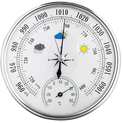 predolo Stazione meteorologica con barometro e movimento meccanico portatile per barca da pesca, termometro con quadrante da parete preciso per tutte le