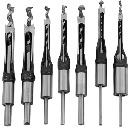Brocas para agujeros cuadrados, juego de brocas para dividir madera de 7 piezas, juego de brocas para cinceles para madera afilados de dureza de acero