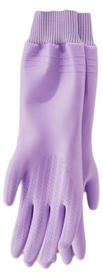 Dishwashing Gloves with Cuffs, Kitchen Gloves with Non-slip Grip,Winter Warm Car Washing Glove Household Cleaning(Purple)