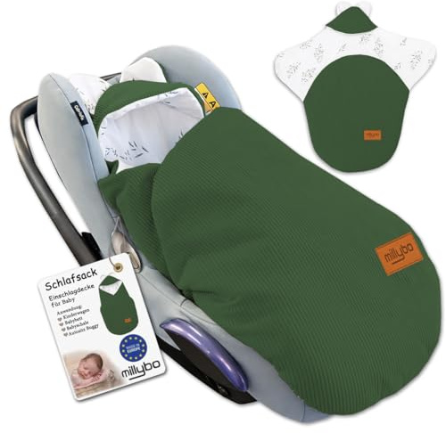 Millybo Baby Fußsack Einschlagdecke für Babyschale und Kinderwagen (Grün)
