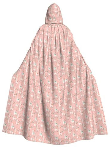 dggkup Pink Camel Cactus Print Stylish Hooded Cloak For Adults Carnival Cosplay Costume Wizard Renaissance Roles