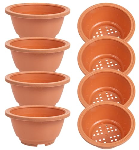 Lurrose 8 Stück Sukkulenten Pflanztopf aus Kunststoff mit Abflusslöchern Wiederverwendbare Gartenblumentöpfe für Draußen als Pflanztöpfe für Terrasse und Balkon
