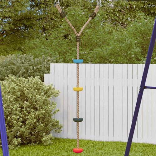 Runheo Mehrfarbige Tellerschaukel mit Kletterseil aus PE für spielplatz und klettergerüst, 140 cm, 4 Stufen, 50 kg Tragkraft, garten draußen für schaukel und spielturm zubehör