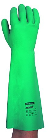 Kimberly Clark 25624 Jackson Safety G80 - Guantes de nitrilo resistentes a los productos químicos con puño largo (45 cm, 12 unidades), color verde