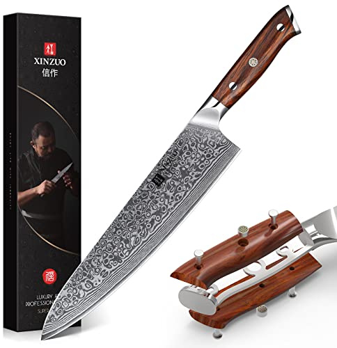 XINZUO 10 Inch Damascus Chef Knife Kitchen Knife Sharp Gyuto Knife Stainless Steel Fashion Professional Chef's Knife with Rosewood Handle