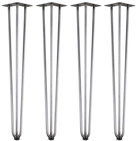 Zelsius 4er Set Hairpin Legs 71cm, Rohstahl | Stahl Tischbeine Haarnadelbeine | Hairpins für Do-It-Yourself Esstisch Arbeitstisch Beistelltisch Tisch Beine | Table Legs, Tischfuß, Schreibtischfüße