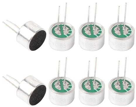 sourcingmap 8 Piece/Lot with 2 Pin Cables Electret Microphone Pickup Cylindrical Electret Condenser Microphone Mic, 10mmx7mm