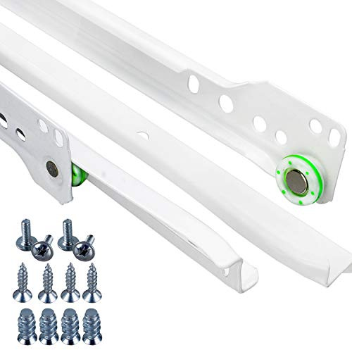 Stahlia (1 Paar) Schubladenschienen Rollenführung Teilauszug 450mm Weiß Vinyl Schubladenauszug Schienen Führungsschiene Schienen mit Rollen Laufschiene