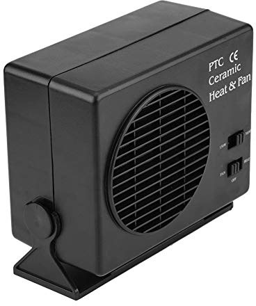 lyrlody Car Fan Heater, 300W Portable Car Heater Warmer Cooling Heater Fan Window Defroster Demister Universal Hot Fan Constant Temperature Heating Element Black