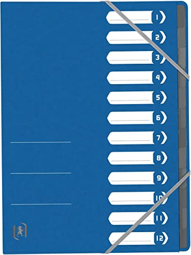 Oxford - Oxford Trieur Top File+, A4, 12 compartiments, bleu