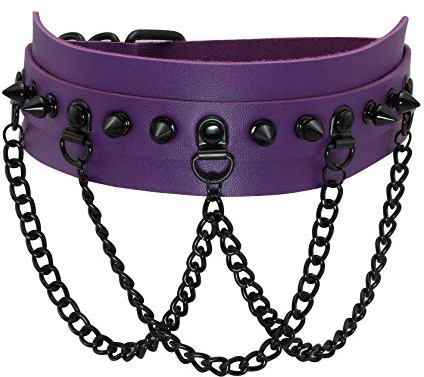 MILAKOO Punk Style Love Heart PU Leder Kragenchoker Halskette mit Nieten Akzent versetzt
