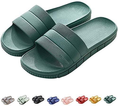 Pantofole estive a strisce, per interni ed esterni, antiscivolo, per doccia, in plastica, 7 colori, verde scuro, 40/41 EU