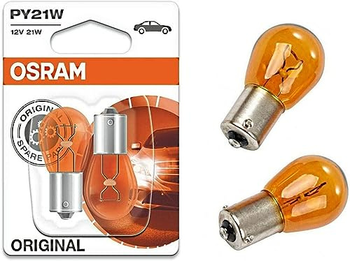 JURMANN 2x Original Osra.m PY21W 12V 7507-02B Orange Ersatz Halogen Birne für Blinker vorne hinten Seitenblinker E-geprüft
