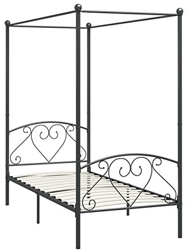 Tidyard Himmelbett-Gestell Bett Schlafzimmerbett Bettrahmen Mit Lattenrost,Polsterbett Bett Doppelbett Schlafzimmermöbel Ehebett Bettgestell 200 x 200/90 x 200 cm,Metall