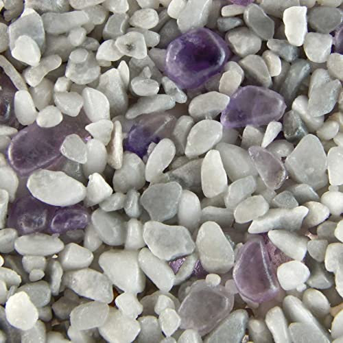 Terralith Edelsteinteppich Mix Amethyst/Grau Komplett-Set für 1qm - Körnung: 2-4mm mit Epoxidharz Bindemittel - für Außen mit Halbedelsteinen in Lila