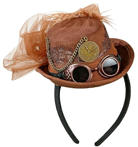 WIDMANN suede look STEAMPUNK MINI TOP HAT -