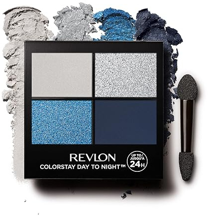 Revlon ColorStay Day to Night Eyeshadow Quad Sombra de ojos de larga duración. Paleta de 4 tonos combinados platedos y azúles. Tono 580 Georgeous