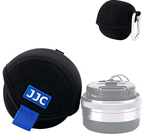 JJC Mirrorless Lens Pouch Tasche Schutzhülle für Canon Fuji Olympus Nikon Objektive, weiches Neopren, wasserabweisend, Reise-Kamera-Objektivhülle mit Karabiner (Innengröße 2,4 x 1,6)