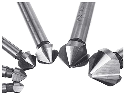 Hardware-Frässchneider. 6 Stück 3-Blade 90-Grad-HSS Titan-Fasen-End-Mühlenschneiderzähler-Loch Entgrat-Kegel-Bohrer Set 6.3-20,5m (Color : Titanium No Box)
