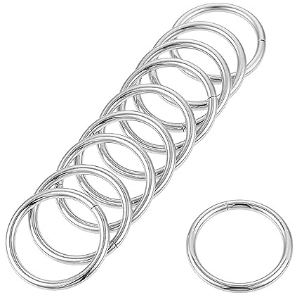 sourcing map 20 Stück O Ringe 1 25mm Metall DIY Handwerk Silber Ton | Für Riemen Taschen Gürtel
