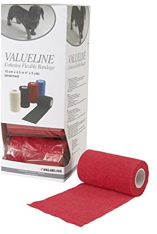 VALUELINE Vet Selbsthaftende Flexbandage für Tiere | Elastische Fixierbinde Haftverband Haftbandage 10 cm x 4.5 m [10er Pack] (rot)