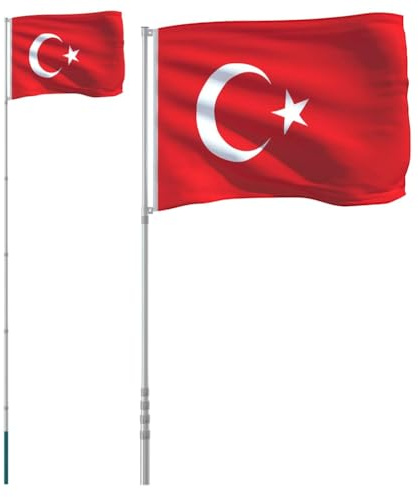 vidaXL Flagge der Türkei mit Mast 5,5 m Aluminium