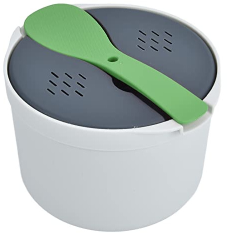 Cuiseur Vapeur Ondes 2L Bol Cuisson Riz Pâtes avec Couvercle Cuillère | Grand bol cuisson riz pour ondes, récipient à pâtes 2 litres, cuit-vapeur légumes avec couvercle cuillère