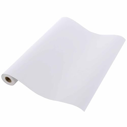 QISF Rouleau de papier à dessin blanc – 44 cm x 25 m – Rouleau de papier pour peinture d'enfants, papier à croquis, pour chevalet, tableau d'affichage, art mural, emballage cadeau, bricolage