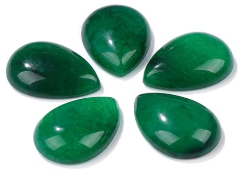 10 Stück 18 x 25 mm halb-flache Teardrop Cabochon Perlen Stein Kamee Perlen für DIY Schmuck Ringe Ohrringe Broschen NO10 Chalcedon 18 x 25 mm