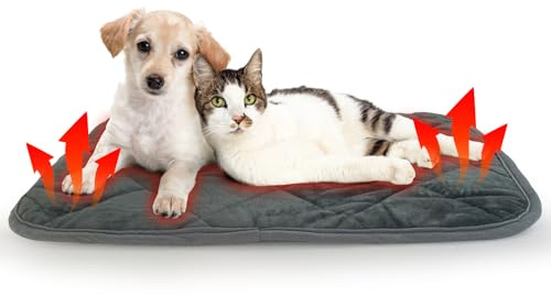 NAMOTEK Selbstwärmende Katzenunterlage für drinnen und draußen, superweich, selbstheizend, Haustiermatte, waschbar, Thermounterlage für Katze & Hund, 75 x 50 cm