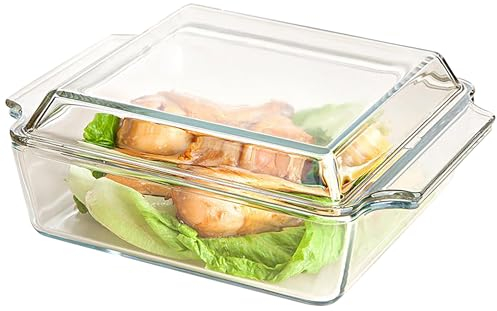 1L Glass Casserole Dishes with Lids - Oven Proof, Microwaveable, Mini Square Individual Dishes