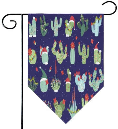 Bandiera da giardino con cactus di Natale, 71 x 101 cm, esterna, doppia faccia, verticale, piccola bandiera per cortile, stagionale, fattoria, casa, inverno, primavera, decorazione esterna