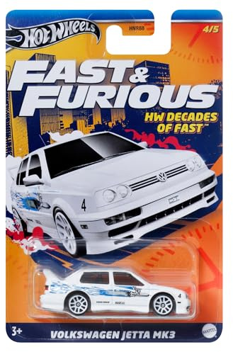 Hot Wheels Fast and Furious DieCast Modellauto VW Volkswagen Jetta MK3 – Maßstab 1/64, Länge 7 cm - HRW44