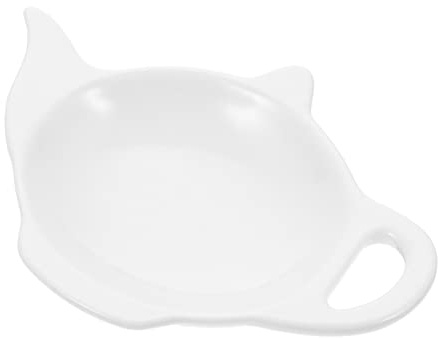 Milisten Teabag Holder Dish Decorative Porcelain Tea Bag Saucer Desktop Teabag Tray Household Tea Bag Holder for Kitchen Tearoom Home Accessory 4.80 X 3.35 in