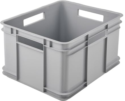 keeeper Boîte de Transport avec poignées, Euro-Box XL, 28 l, 43 x 35 x 24 cm, Bruno Eco Line, Gris (Eco Stone Grey)