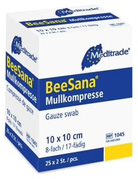 Meditrade BeeSana® Mullkompresse, steril - 25 x 2 Stück - 10 x 10 cm | Packung (50 Stück)