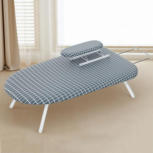 Asse Da Stiro Da Tavolo, Mini Asse Da Stiro Pieghevole All Iron Con 2 Coperture Rimovibili, Piccolo Asse Da Stiro Portatile Ampio Con Imbottitura Spessa Per Lavanderia, Appartamento (Color : Grid b)