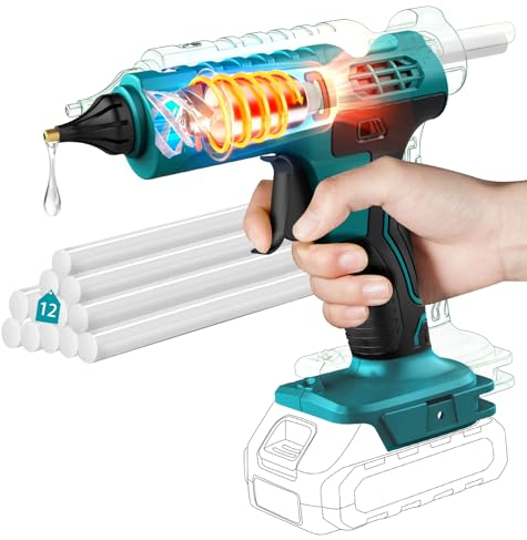 Pistola per Colla a Caldo a Batteria da 100 W per Batteria Makita da 18 V/21 V, Riscaldamento Rapido con 12 Bastoncini di Colla, Pistola per Colla a Caldo per Fai da Te, Artigianato e Riparazioni