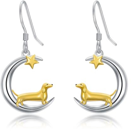 Dackel Ohrringe 925 Sterling Silber Dackel Hund Ohrringe Hängend Dackel Hund Schmuck Geschenke für Damen Mädchen