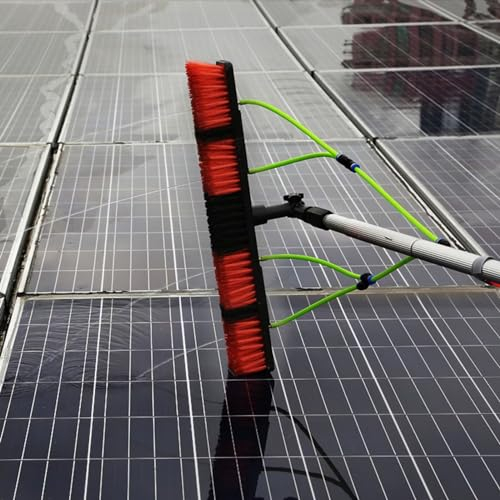 AHWEKR pulizia fotovoltaico kit spazzola per pannelli solari spazzolone per pulizia pannelli fotovoltaici Asta per la Pulizia delle finestre, Spazzola Telescopica 10m/5,5 m spazzolatura