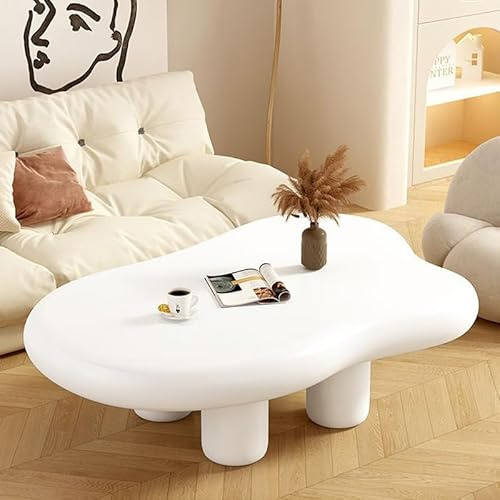 DZZTHSH Table Basse Nuage Moderne avec Joli Design en Bois de Dessin animé, Table d'appoint Ronde et épaisse pour Salon, Chambre à Coucher, décor irrégulier avec 4 Pieds