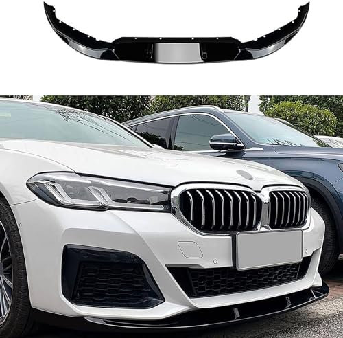 RGHDEHD Auto Frontlippe Frontspoiler für BMW 5 Series G30 M Sport 525i 530i 2021+, Frontstoßstange Splitter Kit Auto Zubehör.,Gloss Black