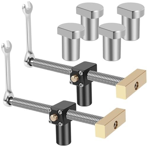 Lot de 2 serre-joints for établi de 3/4 po avec 4 griffes d'établi, serre-joints réglables en acier inoxydable et laiton de 19 mm, serre-joint for trou de table, idéal for les projets de menuiserie